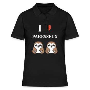 Animal humour paresseux - Polo Femme - noir - Devant - Ailine (174cm)