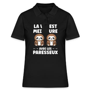 Animal humour paresseux - Polo Femme - noir - Devant - Ailine (174cm)
