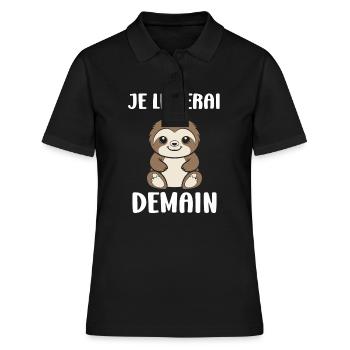 Animal humour paresseux - Polo Femme - noir - Devant - Ailine (174cm)