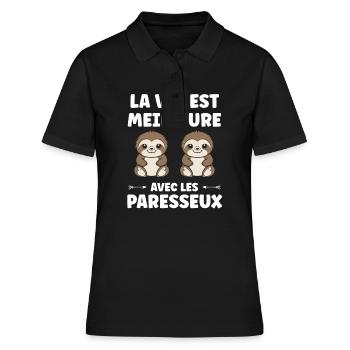 Animal humour paresseux - Polo Femme - noir - Devant - Ailine (174cm)