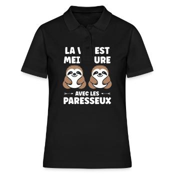 Animal humour paresseux - Polo Femme - noir - Devant - Ailine (174cm)
