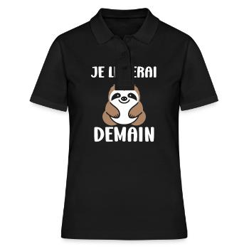 Animal humour paresseux - Polo Femme - noir - Devant - Ailine (174cm)