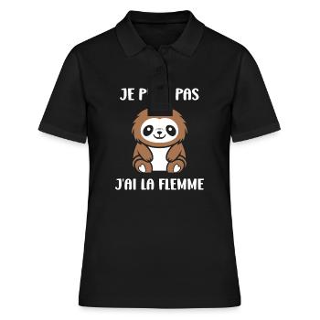 Animal humour paresseux - Polo Femme - noir - Devant - Ailine (174cm)