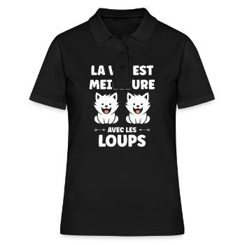 Humour animal petit loup - Polo Femme - noir - Devant - Ailine (174cm)