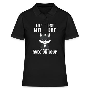 Humour loup - Polo Femme - noir - Devant - Ailine (174cm)