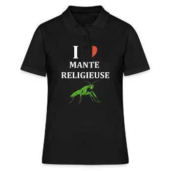 Humour insecte Mante religieuse - Polo Femme - noir - Devant - Ailine (174cm)