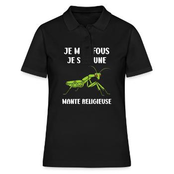 Humour insecte Mante religieuse - Polo Femme - noir - Devant - Ailine (174cm)