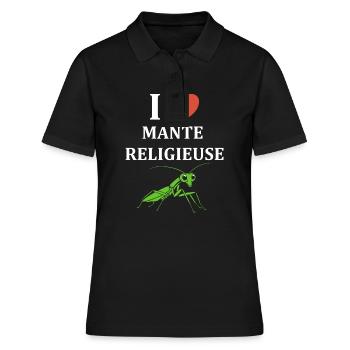 Humour insecte Mante religieuse - Polo Femme - noir - Devant - Ailine (174cm)