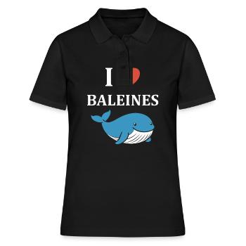 Baleines bleu Amour baleine - Polo Femme - noir - Devant - Ailine (174cm)