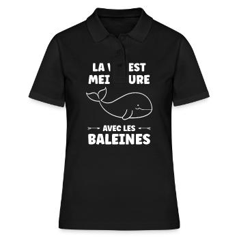 Baleines bleu Amour baleine - Polo Femme - noir - Devant - Ailine (174cm)