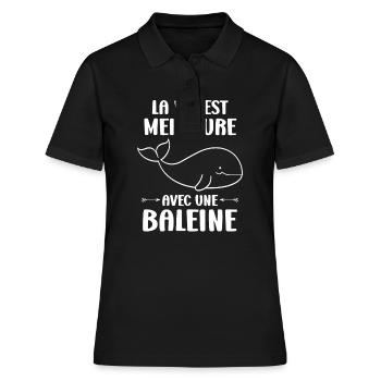 Baleines bleu Amour baleine - Polo Femme - noir - Devant - Ailine (174cm)