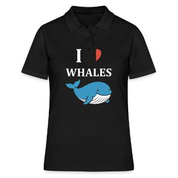 Baleines bleu Amour baleine - Polo Femme - noir - Devant - Ailine (174cm)