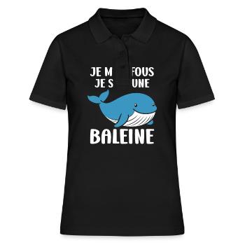 Baleines bleu Amour baleine - Polo Femme - noir - Devant - Ailine (174cm)