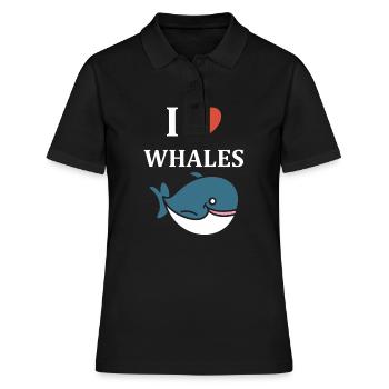 Baleines bleu Amour baleine - Polo Femme - noir - Devant - Ailine (174cm)