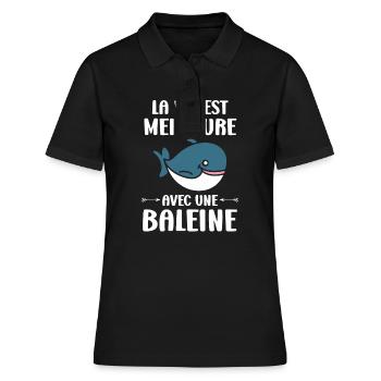 Baleines bleu Amour baleine - Polo Femme - noir - Devant - Ailine (174cm)