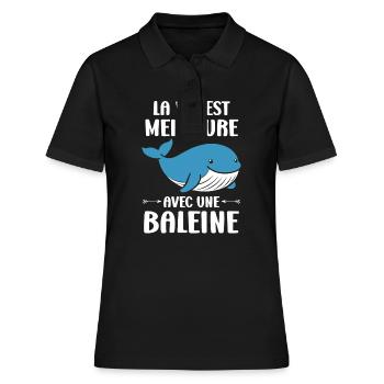 Baleines bleu Amour baleine - Polo Femme - noir - Devant - Ailine (174cm)