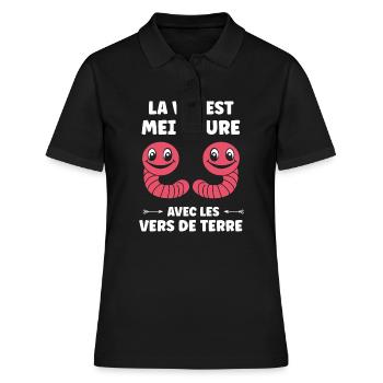 Humour ver de terre - Polo Femme - noir - Devant - Ailine (174cm)