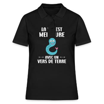 Humour ver de terre - Polo Femme - noir - Devant - Ailine (174cm)