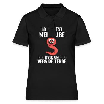 Humour ver de terre - Polo Femme - noir - Devant - Ailine (174cm)