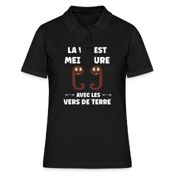 Humour ver de terre - Polo Femme - noir - Devant - Ailine (174cm)