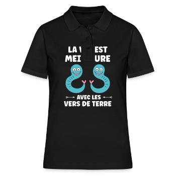 Humour ver de terre - Polo Femme - noir - Devant - Ailine (174cm)