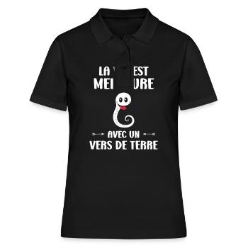 Humour ver de terre - Polo Femme - noir - Devant - Ailine (174cm)