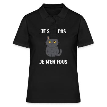 Humout chat chartreux - Polo Femme - noir - Devant - Ailine (174cm)