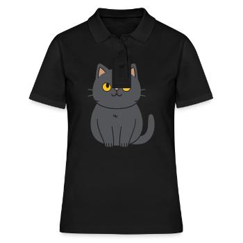 Chartreux kleine Katze - Frauen Polo Shirt - Schwarz - Vorne - Ailine (174cm)