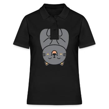 Chartreux kleine Katze - Frauen Polo Shirt - Schwarz - Vorne - Ailine (174cm)