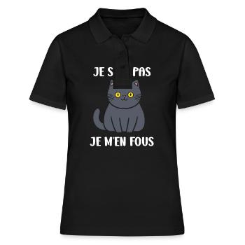 Humour chat chartreux - Polo Femme - noir - Devant - Ailine (174cm)