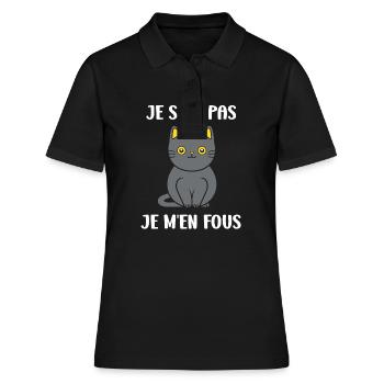 Humour chat chartreux - Polo Femme - noir - Devant - Ailine (174cm)