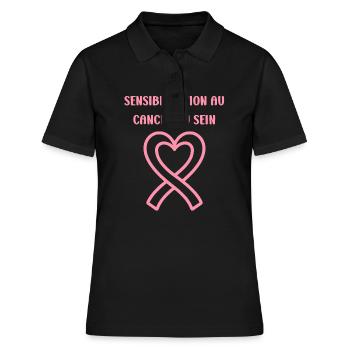 Sensibilisation cancer du sein - Polo Femme - noir - Devant - Ailine (174cm)