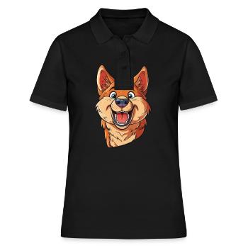 Spitz finlandais | Spitz finlandais | Illustration de dessin animé - Polo Femme - noir - Devant - Ailine (174cm)