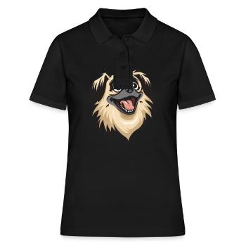 Pekinese | Cartoon Artwork - Frauen Polo Shirt - Schwarz - Vorne - Ailine (174cm)