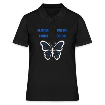 Sensibilisation au cancer du côlon - Polo Femme - noir - Devant - Ailine (174cm)