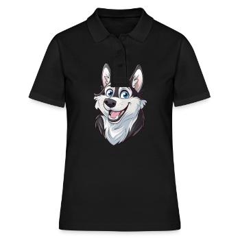 Husky de Sibérie | Illustration de dessin animé - Polo Femme - noir - Devant - Ailine (174cm)
