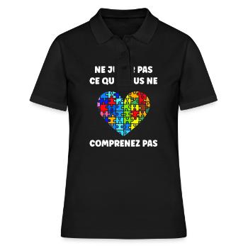sensibilisation a l'autisme autiste - Polo Femme - noir - Devant - Ailine (174cm)
