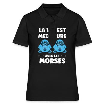 Animal humour Morse - Polo Femme - noir - Devant - Ailine (174cm)
