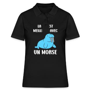 Animal humour Morse - Polo Femme - noir - Devant - Ailine (174cm)