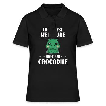 Humour Crocodile - Polo Femme - noir - Devant - Ailine (174cm)