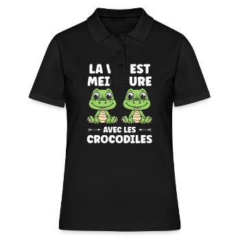 Humour Crocodile - Polo Femme - noir - Devant - Ailine (174cm)