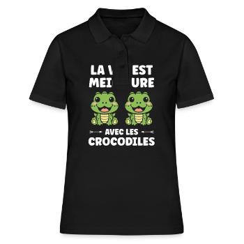 Humour Crocodile - Polo Femme - noir - Devant - Ailine (174cm)