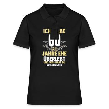 Ehe Diamantene Hochzeit 60 Jahre Verheiratet Hochz - Frauen Polo Shirt - Schwarz - Vorne - Ailine (174cm)