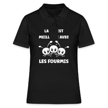 Humour fourmis - Polo Femme - noir - Devant - Ailine (174cm)