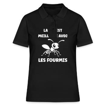 Humour fourmis - Polo Femme - noir - Devant - Ailine (174cm)