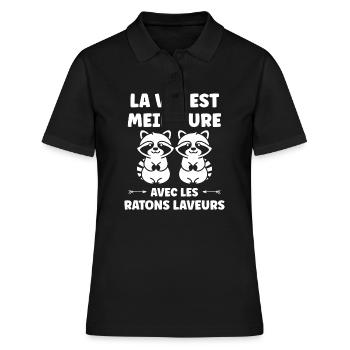 Humour Raton laveur - Polo Femme - noir - Devant - Ailine (174cm)