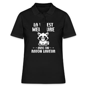 Humour Raton laveur - Polo Femme - noir - Devant - Ailine (174cm)