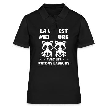 Humour Raton laveur - Polo Femme - noir - Devant - Ailine (174cm)
