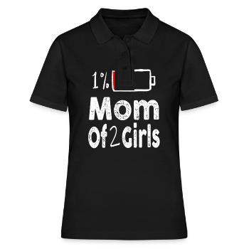 Mutter von 2 Mädchen Lustiger Muttertag - Frauen Polo Shirt - Schwarz - Vorne - Ailine (174cm)