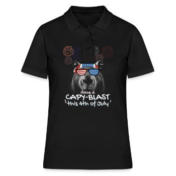 Capybara Proud Patriots - Viel Spaß mit Capy-Blast - Frauen Polo Shirt - Schwarz - Vorne - Ailine (174cm)